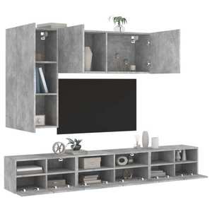 vidaXL Comode TV de perete, 5 piese, gri beton, lemn prelucrat imagine