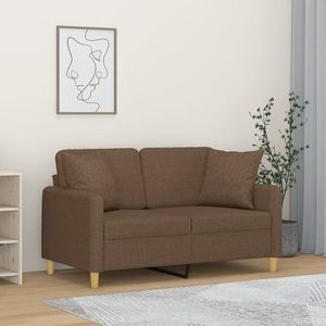 vidaXL Canapea cu 2 locuri cu pernuțe, maro, 120 cm, textil imagine