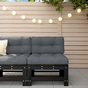 vidaXL Canapea de mijloc pentru grădină, negru, lemn masiv de pin imagine