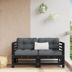 vidaXL Canapea de colț de grădină, 2 buc., negru, lemn masiv de pin imagine
