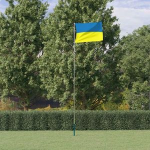 vidaXL Steag Ucraina cu stâlp din aluminiu, 5, 55 m imagine
