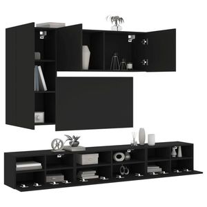 vidaXL Comode TV de perete, 5 piese, negru, lemn prelucrat imagine