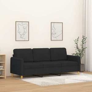 vidaXL Canapea cu 3 locuri, negru, 180 cm, material textil imagine
