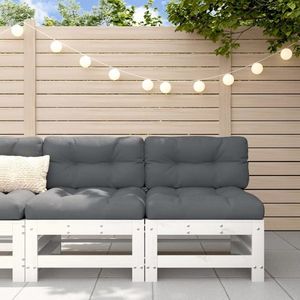 vidaXL Canapele de mijloc pentru grădină, 2 buc., alb, lemn masiv pin imagine