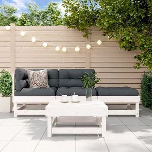 vidaXL Set mobilier relaxare de grădină, 4 piese, alb, lemn masiv pin imagine