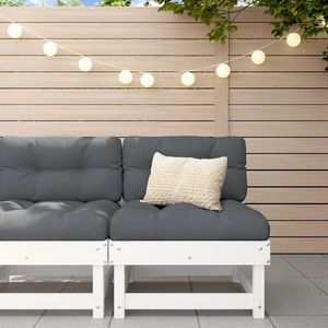 vidaXL Canapea de mijloc pentru grădină, alb, lemn masiv de pin imagine