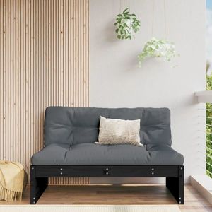 vidaXL Canapea de mijloc de grădină, negru, 120x80 cm, lemn masiv pin imagine