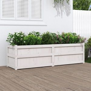 vidaXL Jardinieră de grădină, alb, 180x50x50 cm, lemn masiv de pin imagine
