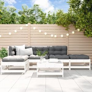 vidaXL Set mobilier de grădină, 6 piese, alb, lemn masiv pin imagine