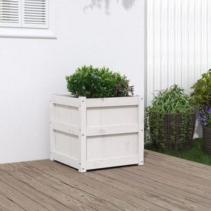 vidaXL Jardiniere de grădină, 50x50x50 cm, alb lemn masiv de pin imagine