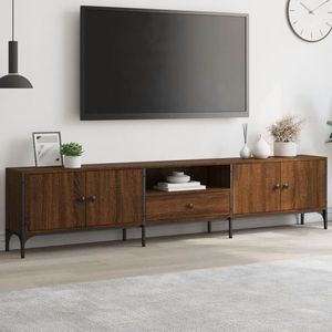 vidaXL Comodă TV cu sertar, stejar maro, 200x25x44 cm, lemn prelucrat imagine