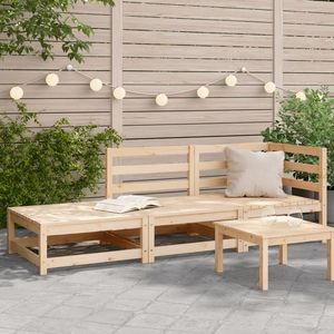 vidaXL Canapea de grădină cu taburet și 2 locuri, lemn masiv pin imagine