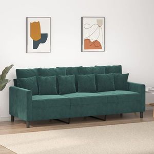 vidaXL Canapea cu 3 locuri, verde închis, 180 cm, catifea imagine