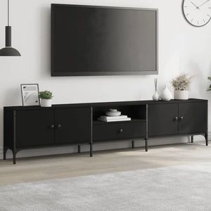 vidaXL Comodă TV cu sertar, negru, 200x25x44 cm, lemn prelucrat imagine