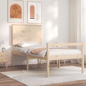 vidaXL Cadru de pat senior cu tăblie, 100x200 cm, lemn masiv imagine