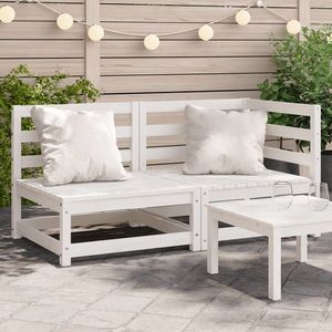 vidaXL Canapea de grădină cu 2 locuri, alb, lemn masiv de pin imagine