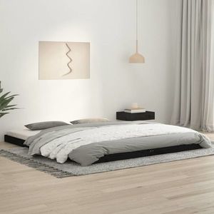 vidaXL Cadru de pat Super King, negru, 180x200 cm, lemn masiv de pin imagine