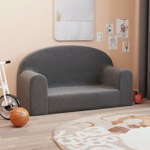 vidaXL Canapea pentru copii cu 2 locuri, antracit, pluș moale imagine