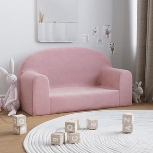 vidaXL Canapea pentru copii cu 2 locuri, roz, pluș moale imagine