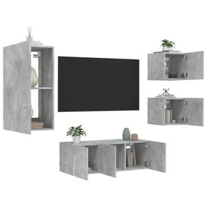 vidaXL Unități TV de perete cu LED-uri 5 piese gri beton lemn compozit imagine