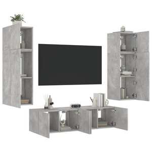 vidaXL Unități TV de perete cu LED-uri 6 piese gri beton lemn compozit imagine