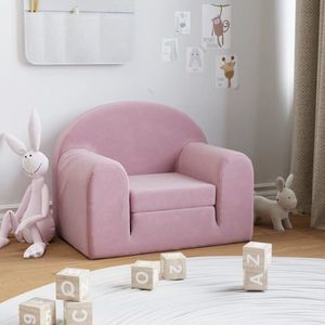 vidaXL Canapea extensibilă pentru copii, roz, pluș moale imagine