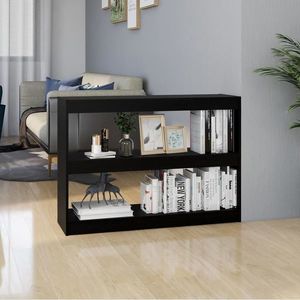 vidaXL Bibliotecă/Separator cameră, negru, 100x30x71, 5 cm, lemn de pin imagine