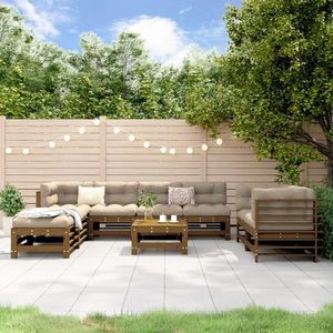 vidaXL Set mobilier de grădină, 9 piese, maro miere lemn masiv pin imagine