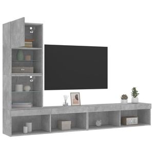 vidaXL Unități TV de perete cu LED-uri 4 piese gri beton lemn compozit imagine
