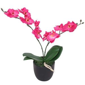 vidaXL Plantă artificială orhidee cu ghiveci, 30 cm, roșu imagine