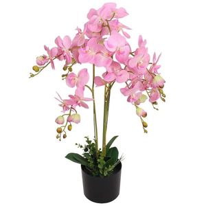 vidaXL Plantă artificială orhidee cu ghiveci, 75 cm, roz imagine
