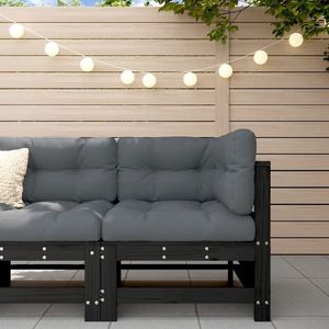 vidaXL Canapea de colț pentru grădină, negru, lemn masiv de pin imagine