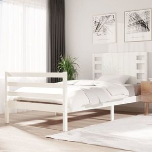 vidaXL Cadru de pat, alb, 100x200 cm, lemn masiv de pin imagine