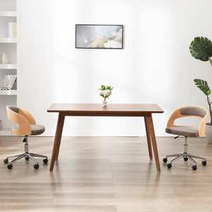 vidaXL Scaun de masă pivotant gri taupe lemn curbat/material textil imagine