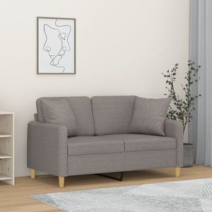 vidaXL Canapea cu 2 locuri cu pernuțe, gri deschis, 120 cm, textil imagine