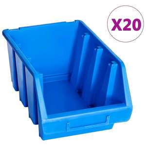 vidaXL Cutii de depozitare stivuibile, 20 buc., albastru, plastic imagine