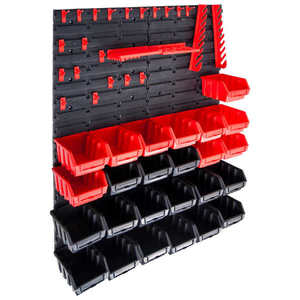 vidaXL Set cutii depozitare 29 piese cu panouri de perete, roșu&negru imagine
