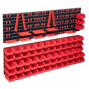 vidaXL Set cutii depozitare 141 piese cu panouri de perete, roșu&negru imagine