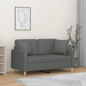 vidaXL Canapea cu 2 locuri cu pernuțe, gri închis, 120 cm, textil imagine