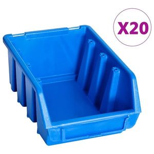 vidaXL Cutii de depozitare stivuibile, 20 buc., albastru, plastic imagine