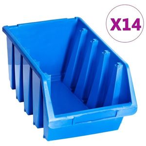 vidaXL Cutii de depozitare stivuibile, 14 buc., albastru, plastic imagine