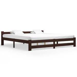 vidaXL Cadru de pat, maro închis, 200x200 cm, lemn masiv de pin imagine