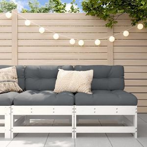 vidaXL Canapele de mijloc pentru grădină, 2 buc., alb, lemn masiv pin imagine