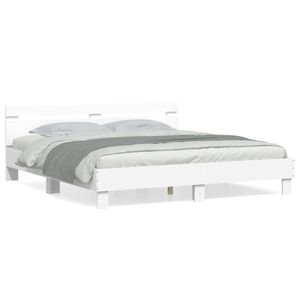 vidaXL Cadru de pat cu tăblie 200x200 cm, alb, lemn prelucrat imagine