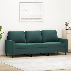 vidaXL Canapea cu 3 locuri, verde închis, 180 cm, catifea imagine