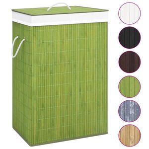 vidaXL Coș de rufe din bambus cu 2 secțiuni, verde, 72 L imagine
