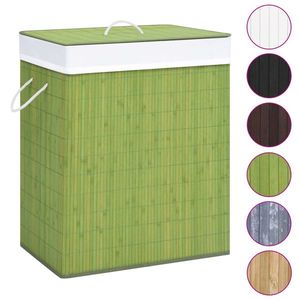 vidaXL Coș de rufe din bambus cu o secțiune, verde, 83 L imagine
