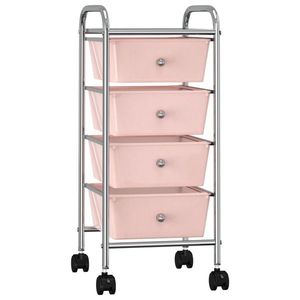 vidaXL Cărucior de depozitare mobil cu 4 sertare, roz, plastic imagine
