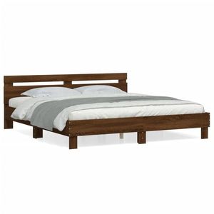 vidaXL Cadru de pat cu tăblie stejar maro 200x200 cm lemn prelucrat imagine
