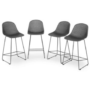 Set 4 scaune bar pentru tesara/gradina Gardenia, 44.5x47.5x95 cm, metal, gri imagine
